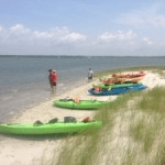 Bayberry kayaks lined at beach